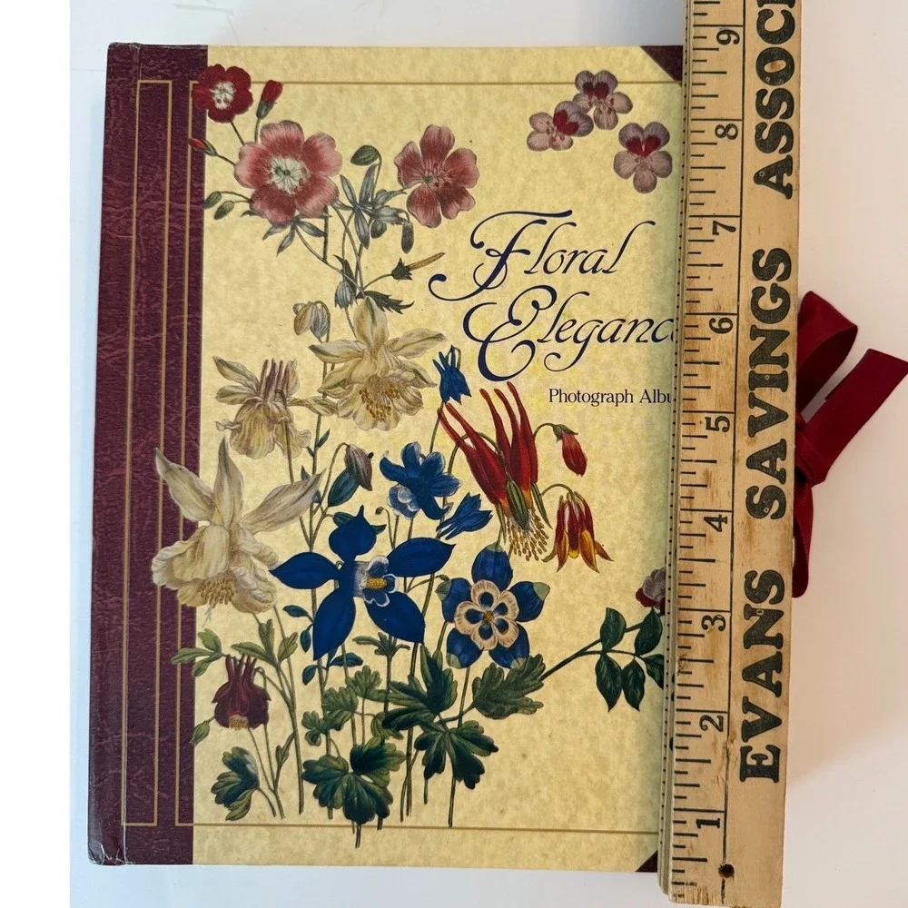 Floral Elegance Photograph Album w/ Ribbon Tie - Botanical Vintage Photo Album